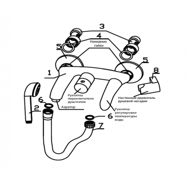 Смеситель для ванны с боковым изливом Regia Смеситель для ванны с боковым изливом Regia