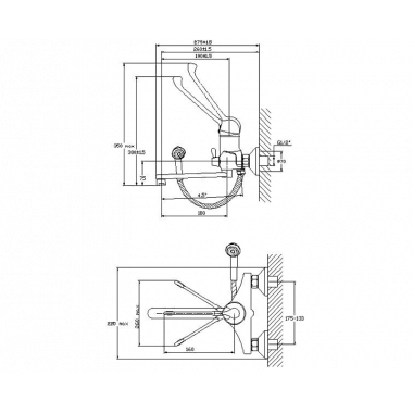 Смеситель локтевой для ванны с душем Смеситель локтевой для ванны с душем