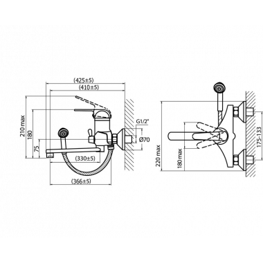 Смеситель локтевой для ванны NEXT Смеситель локтевой для ванны NEXT