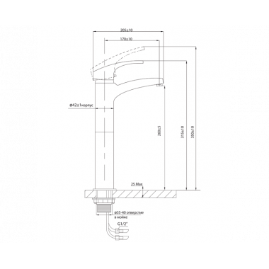 Смеситель для раковины с высоким корпусом Warta Смеситель для раковины с высоким корпусом Warta