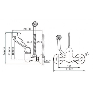 Смеситель локтевой медицинский для душа Смеситель локтевой медицинский для душа