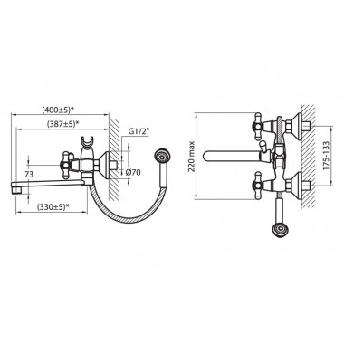Смеситель для ванны Ретро плоский излив Смеситель для ванны Ретро плоский излив