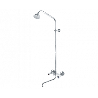 Душевая система Хром с жесткой стойкой и изливом Душевая система Хром с жесткой стойкой и изливом