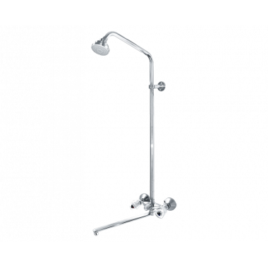 Душевая система с жесткой стойкой и плоским изливом Хром Душевая система с жесткой стойкой и плоским изливом Хром