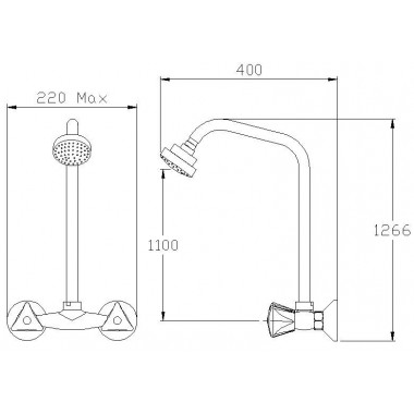 Смеситель для душа с жесткой стойкой Хром Смеситель для душа с жесткой стойкой Хром