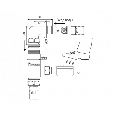 Кран педальный смывной для чаши генуя Кран педальный смывной для чаши генуя