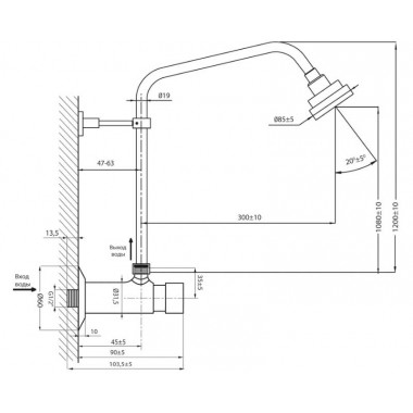 Кран для душа с жесткой стойкой Кран для душа с жесткой стойкой