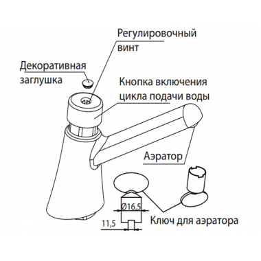 Смеситель для раковины с регулировкой времени срабатывания Смеситель для раковины с регулировкой времени срабатывания