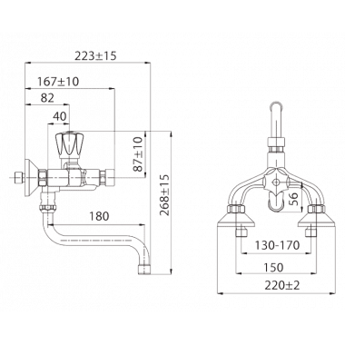 Настенный смеситель для кухни с изливом Настенный смеситель для кухни с изливом