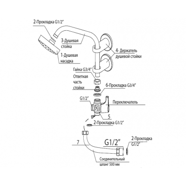 Душевой комплект МЕТАЛЛИКА для ванны Душевой комплект МЕТАЛЛИКА для ванны