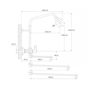 Термостатический смеситель Каскад с жесткой стойкой Термостатический смеситель Каскад с жесткой стойкой