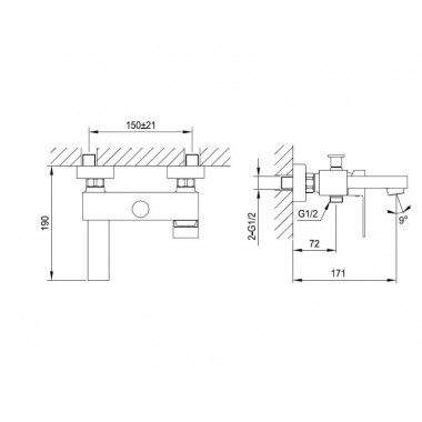 Черный смеситель для ванны AHTI HA405001 Черный смеситель для ванны AHTI HA405001