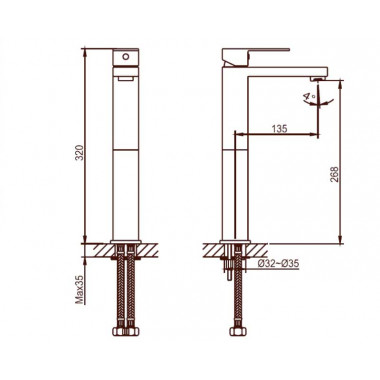 Смеситель для раковины AHTI Kotka KO202001 Смеситель для раковины AHTI Kotka KO202001