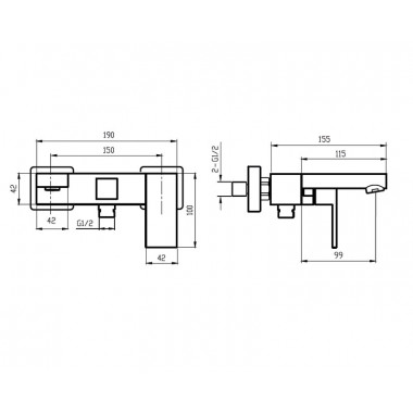 Смеситель для ванны AHTI Kotka KO405001 Смеситель для ванны AHTI Kotka KO405001