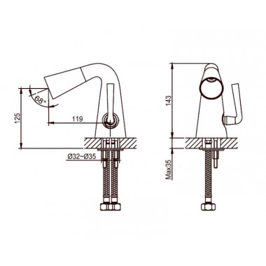 Смеситель для раковины Ahti Turku TU201001 Смеситель для раковины Ahti Turku TU201001