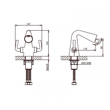 Смеситель для раковины AHTI Turku TU204001 Смеситель для раковины AHTI Turku TU204001
