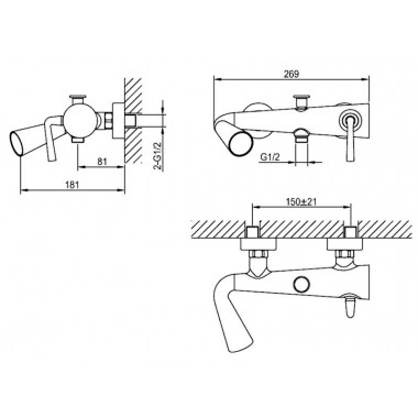 Смеситель для ванны AHTI Turku TU405001 Смеситель для ванны AHTI Turku TU405001