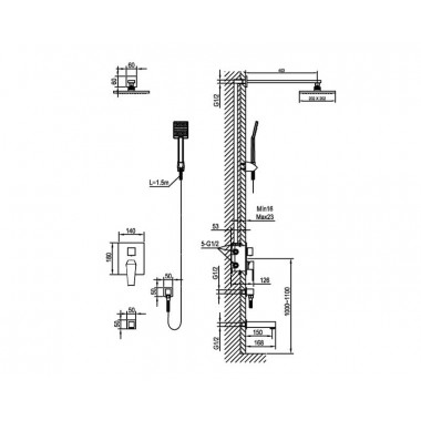 Душевая система AHTI VA405318 Душевая система AHTI VA405318